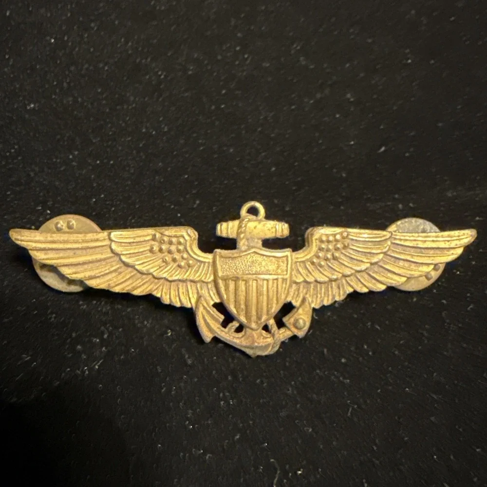 Vtg N.S. Meyer‎ NY Gold Navy USMC Marines Aviator Pilot Wings Badge Pin